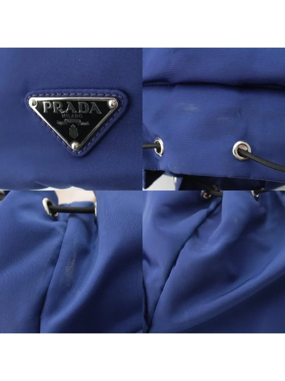 Prada Nylon Triangle Logo Backpack Blue